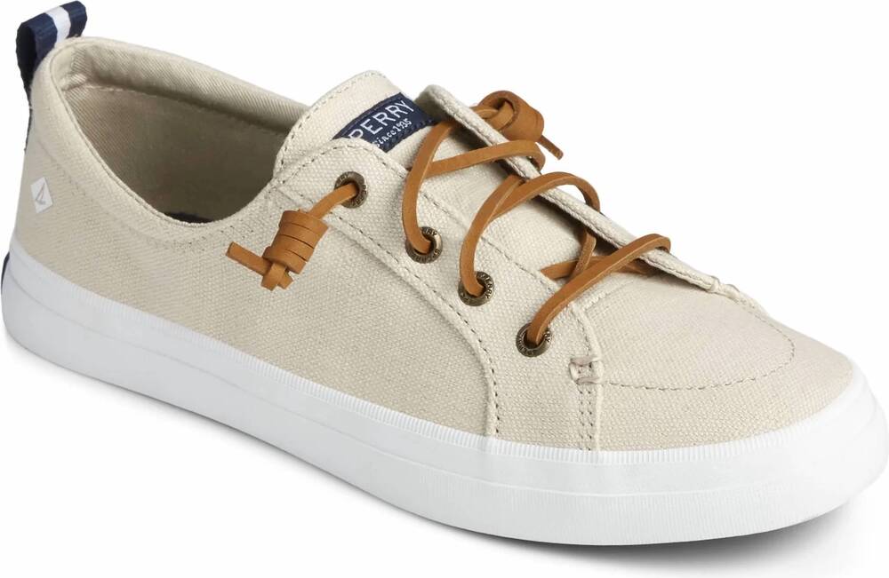 NEW SPERRY women's crest vibe linen shoe in oat heather